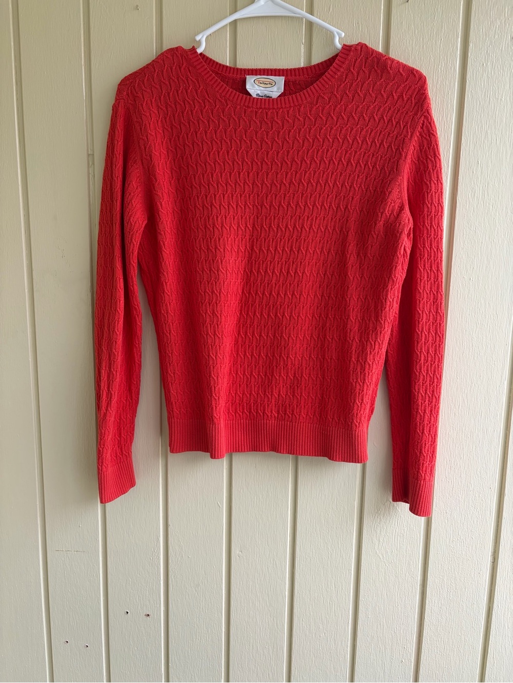 Talbots 100% Prima Cotton Classic Red Cable-Knit Women's Sweater size S